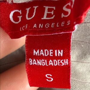Guess Red and White Woven Logo Tag